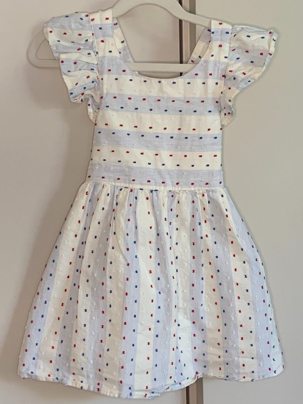 Cat & Jack Girls Red White Blue Flutter Sleeve Dress 4T